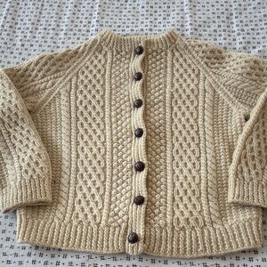 Vintage Cardery Irish knit cardigan, natural color, hand knit, size XS?